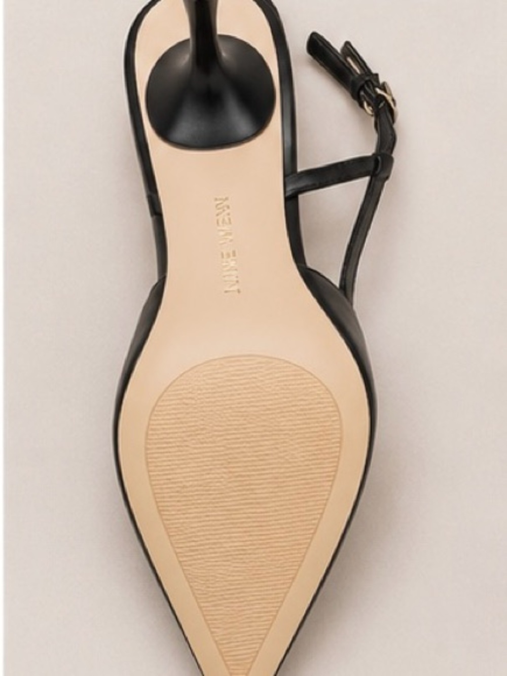 Nine West Black Pointed Slingback Flats with Buckle Strap - Picture 3 of 3